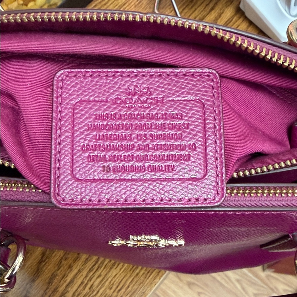 Women's Magenta Satchel with Coach Emblem - Picture 5 of 8